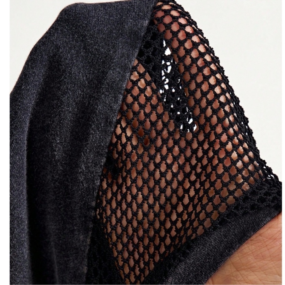 COUTURE GYPSY Black Vneck short sleeve Unique T shirt Cutouts w mesh inserts - Picture 9 of 10